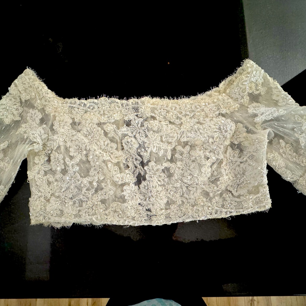 Maggie Sottero bolero for strapless gown.